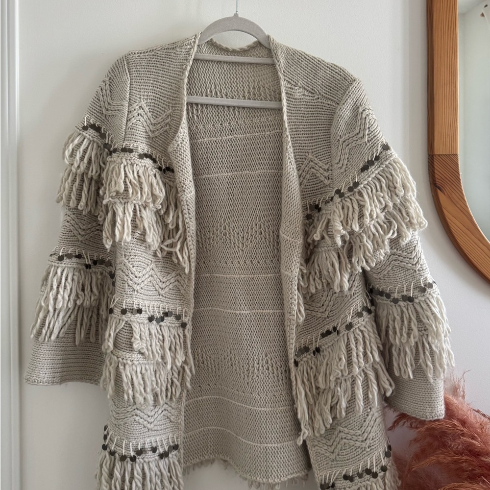 Jen’s Pirate Booty Fringed Cream Sweater
